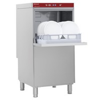 magasított kivitelű mosogatógép tányérokhoz és edényzethez egyaránt, 500x600 mm-es kosárral, 60/24 kosár/óra teljesítménnyel