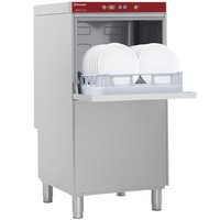 magasított kivitelű mosogatógép tányérokhoz és edényzethez egyaránt, 500x600 mm-es kosárral, 60/24 kosár/óra teljesítménnyel, beépített szennyvíz pumpával