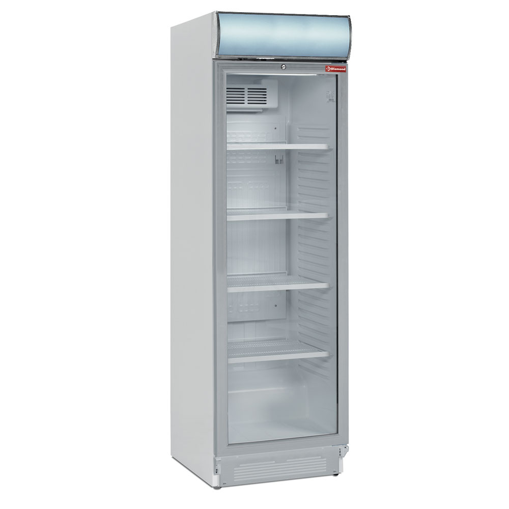 372 literes hűtő felső világító display-jel, ventilációs, üvegajtós, fehér