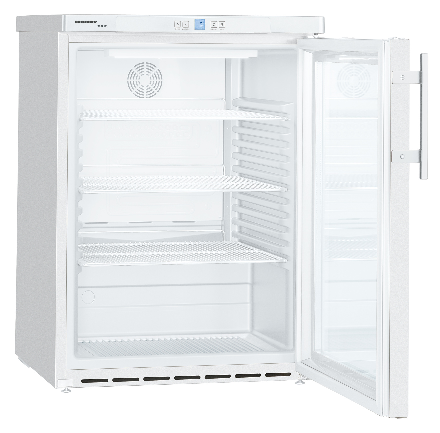 141 literes pult alá helyezhető hűtőszekrény, ventilációs hűtéssel, üvegajtós, fehér