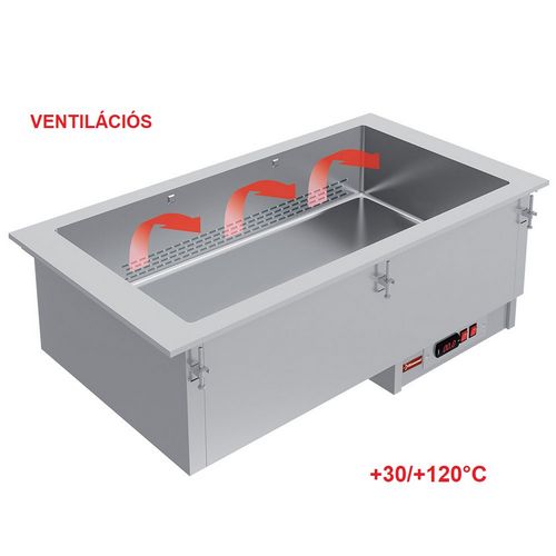 beépíthető melegentartó medence, 2xGN 1/1-es, ventilációs