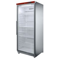 600 literes hűtő, ventilációs, üvegajtós, rozsdamentes